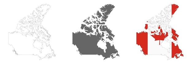 Mapa de Canadá muy detallado con bordes aislados en el fondo