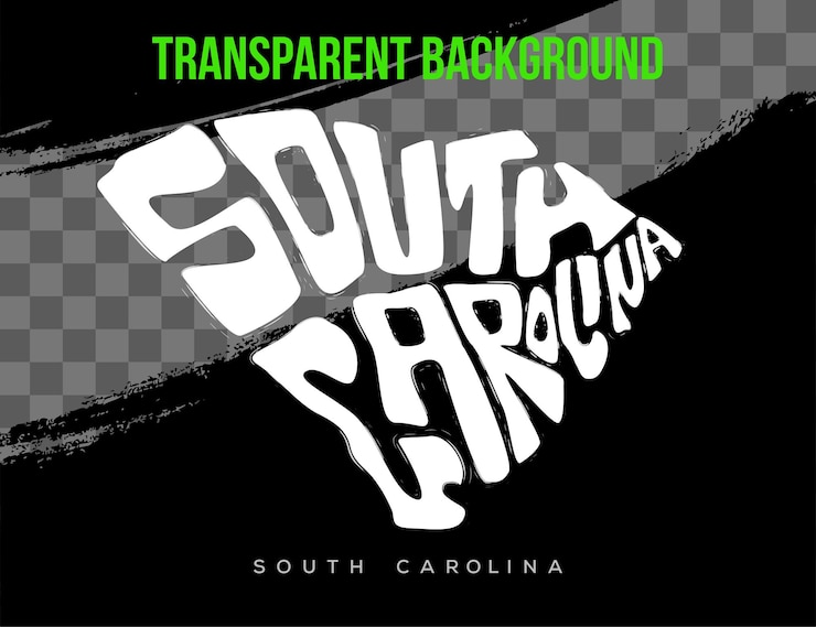 Vector el mapa de carolina del sur con letras de fondo transparente