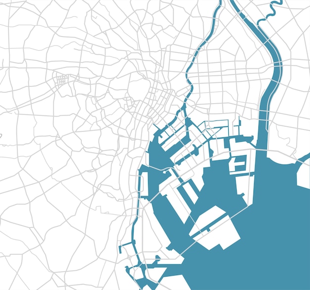 Vector mapa de carreteras del área de la bahía de tokio