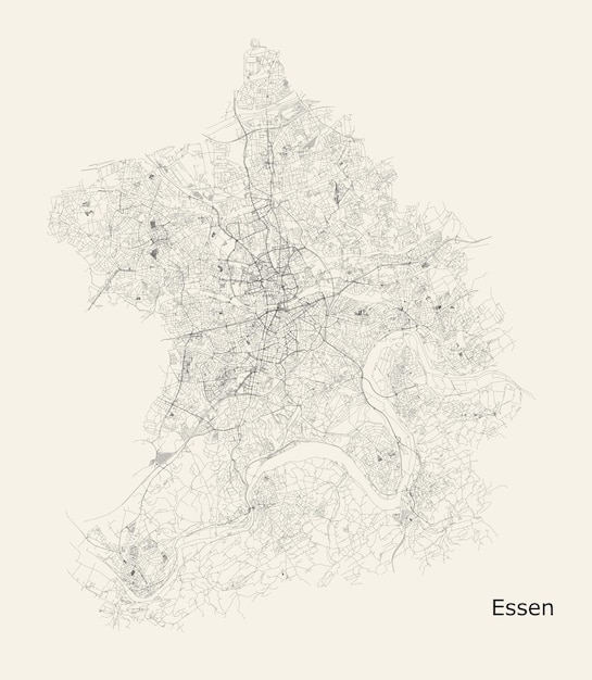 Vector mapa de carreteras de la ciudad de essen, alemania