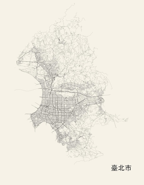 Vector mapa de carreteras de la ciudad de taipei taiwán