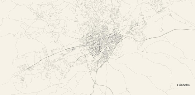 Vector mapa de carreteras vectoriales de la ciudad de córdoba, españa