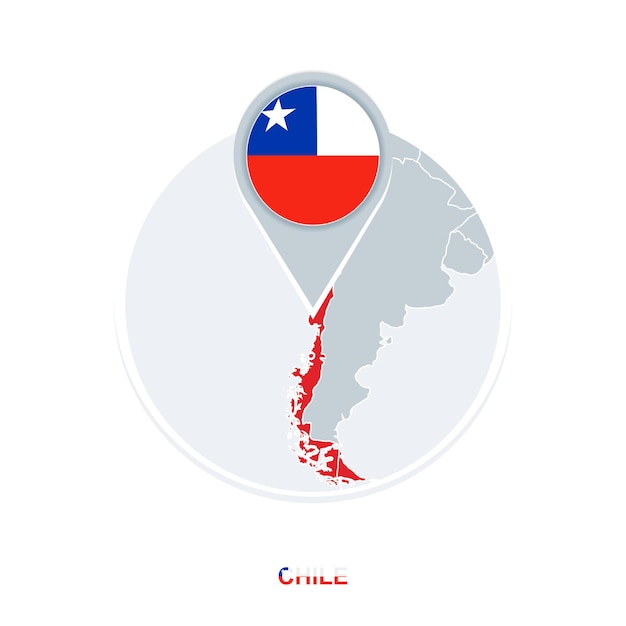 Vector mapa de chile y bandera icono de mapa vectorial con chile resaltado