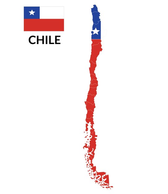 Vector mapa de chile con la bandera nacional de chile