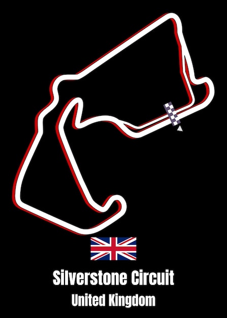 Vector mapa del circuito de la carrera de automóviles de silverstone reino unido