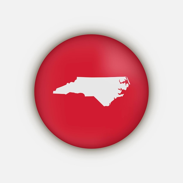 Mapa circular del estado de Carolina del Norte con sombra larga