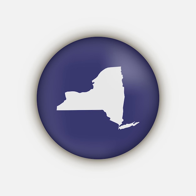 Mapa circular del estado de Nueva York con sombra larga