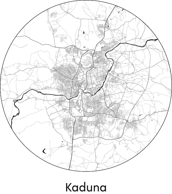 Mapa de la ciudad África Nigeria Kaduna ilustración vectorial