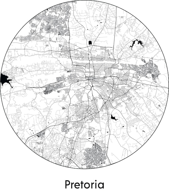 Mapa de la ciudad África Sudáfrica Pretoria ilustración vectorial