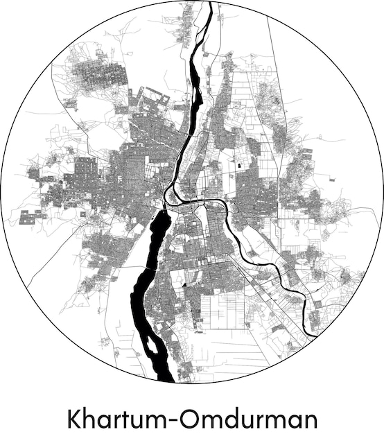 Vector mapa de la ciudad áfrica sudán khartum omdurman ilustración vectorial