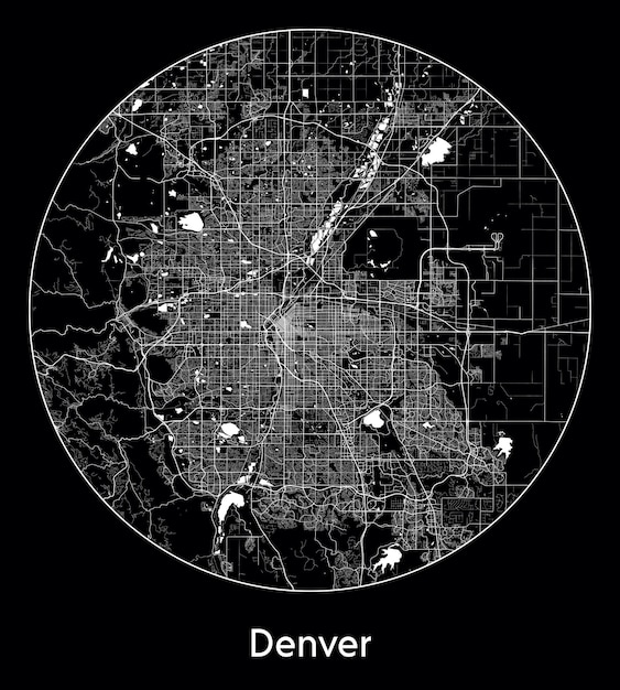 Mapa de la ciudad América del Norte Estados Unidos Denver ilustración vectorial