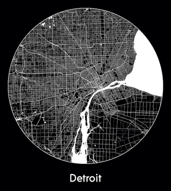 Mapa de la ciudad América del Norte Estados Unidos Detroit vector ilustración