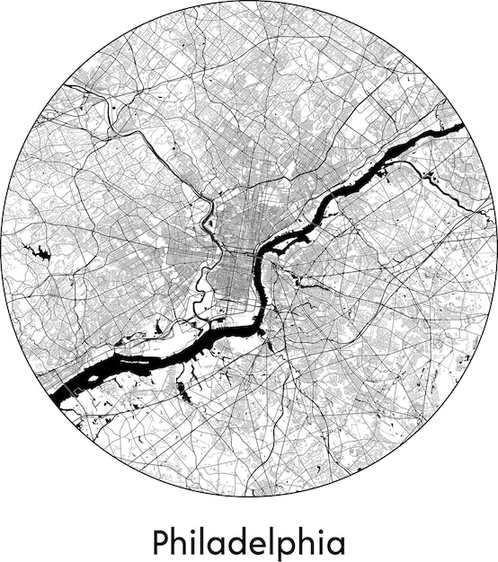 Mapa de la ciudad América del Norte Estados Unidos Filadelfia ilustración vectorial