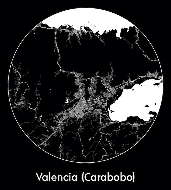 Vector mapa de la ciudad américa del sur venezuela valencia carabobo ilustración vectorial