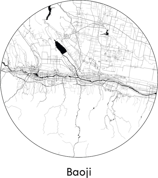 Mapa de la ciudad Asia China Baoji ilustración vectorial