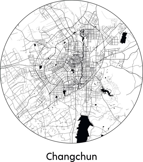 Vector mapa de la ciudad asia china changchun ilustración vectorial