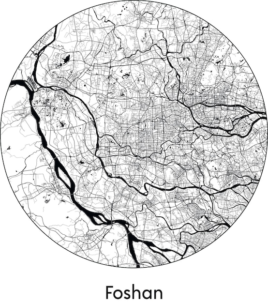 Mapa de la ciudad Asia China Foshan ilustración vectorial