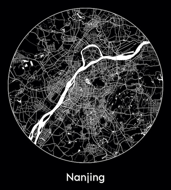 Mapa de la ciudad Asia China Nanjing ilustración vectorial