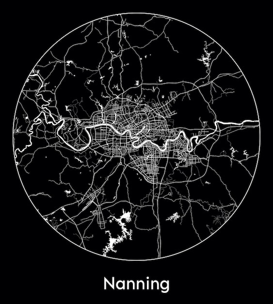 Mapa de la ciudad Asia China Nanning ilustración vectorial