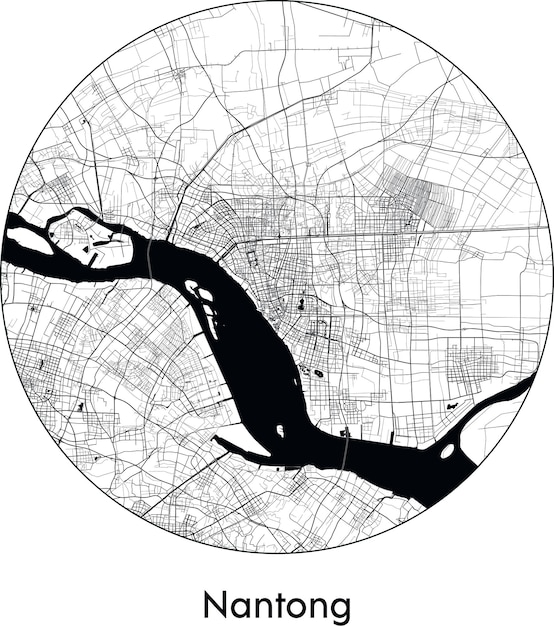Mapa de la ciudad Asia China Nantong ilustración vectorial