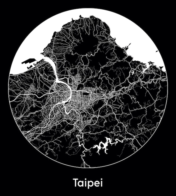 Mapa de la ciudad Asia China Taipei ilustración vectorial