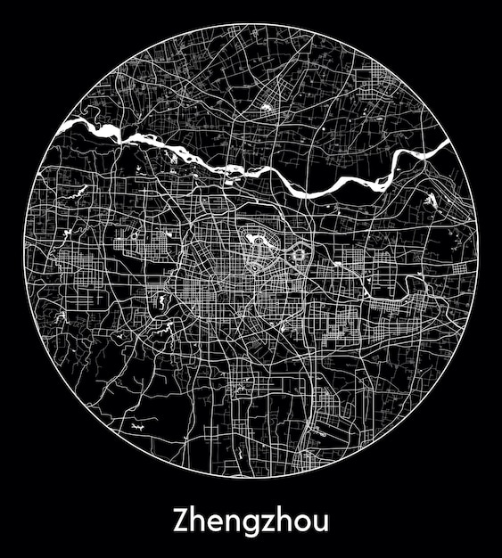 Vector mapa de la ciudad asia china zhengzhou ilustración vectorial