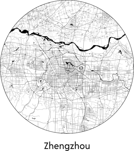 Mapa de la ciudad Asia China Zhengzhou ilustración vectorial