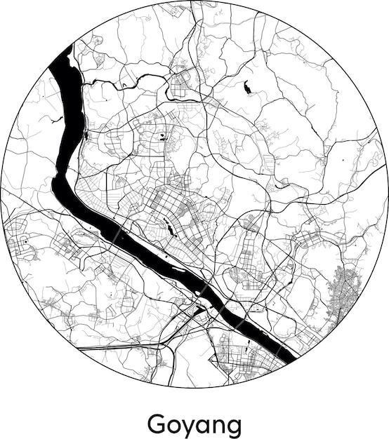 Vector mapa de la ciudad asia corea del sur goyang ilustración vectorial
