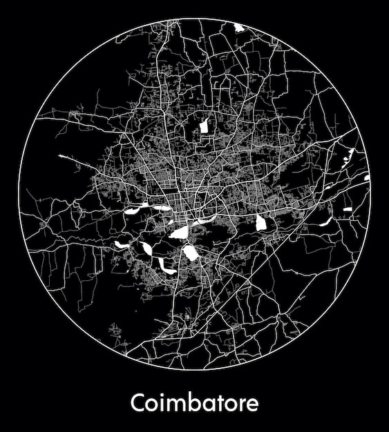 Mapa de la ciudad Asia India Coimbatore ilustración vectorial