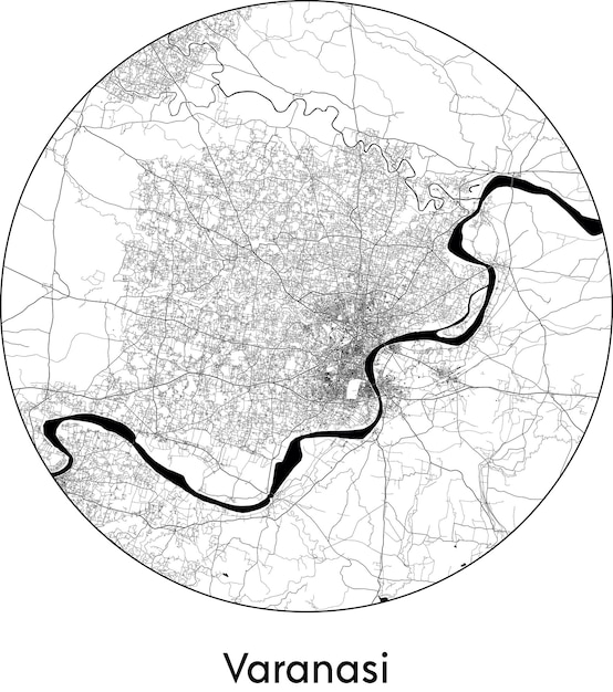 Mapa de la ciudad Asia India Varanasi ilustración vectorial