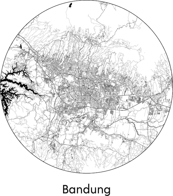 Mapa de la ciudad Asia Indonesia Bandung ilustración vectorial