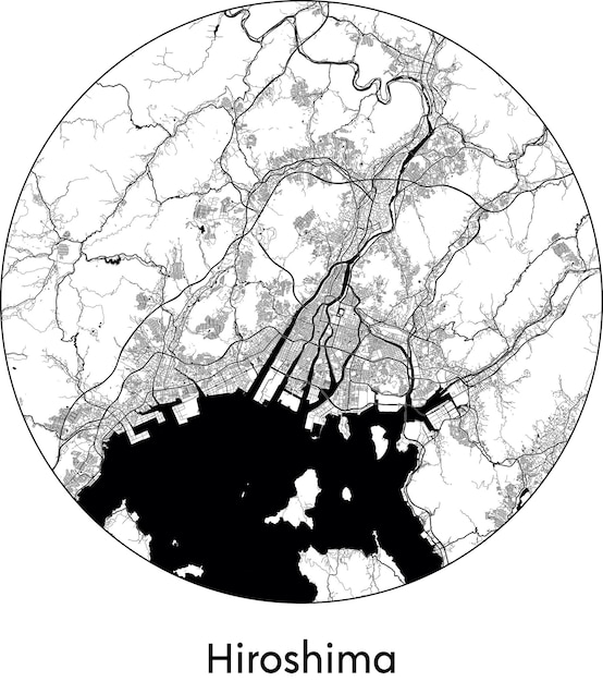 Mapa de la ciudad Asia Japón Hiroshima ilustración vectorial