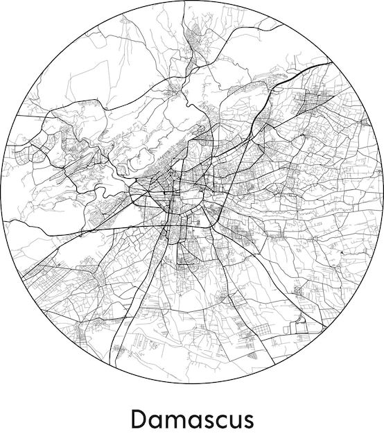 Mapa de la ciudad Asia Siria Damasco ilustración vectorial