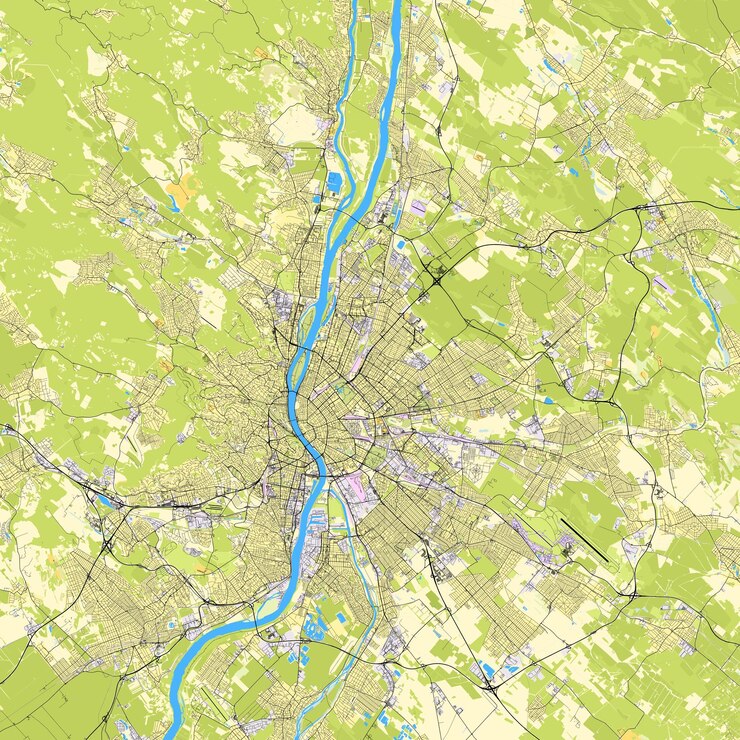 Vector mapa de la ciudad de budapest, hungría