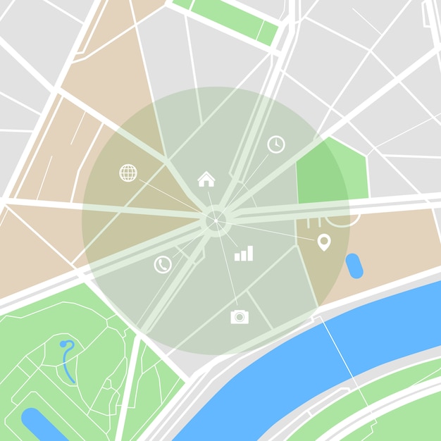 Mapa de la ciudad con calles.