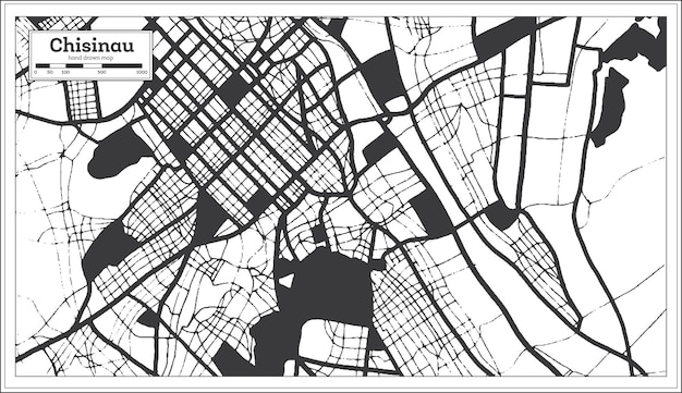 Mapa de la ciudad de Chisinau Moldavia en color blanco y negro en estilo retro Mapa de contorno