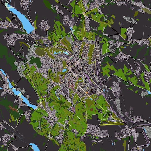 Vector mapa de la ciudad de chisinau, moldavia