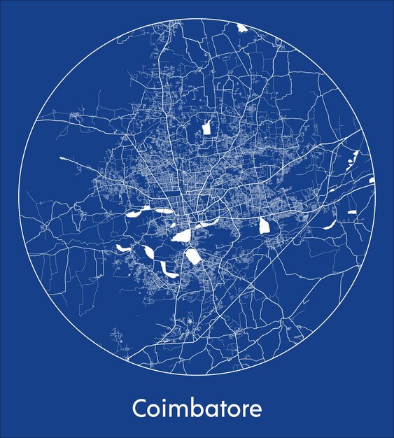 Mapa de la ciudad Coimbatore India Asia blue print round Circle vector illustration