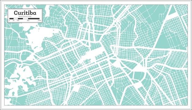 Mapa de la ciudad de Curitiba Brasil en estilo retro Mapa de contorno