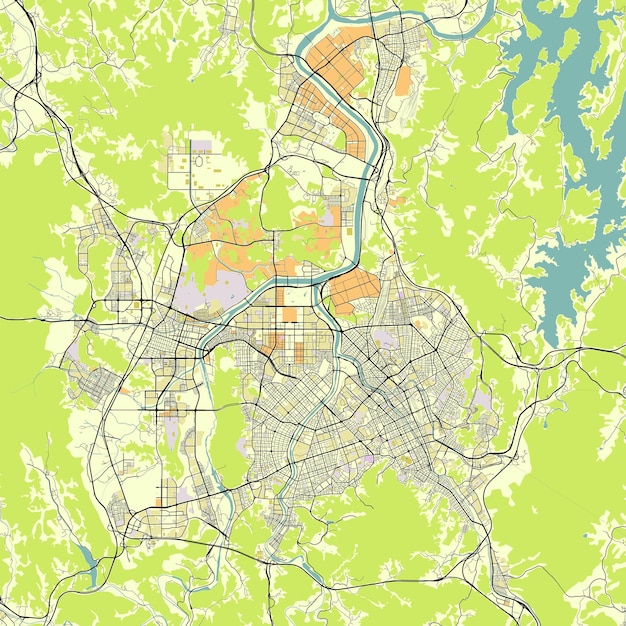 Vector mapa de la ciudad de daejeon corea del sur