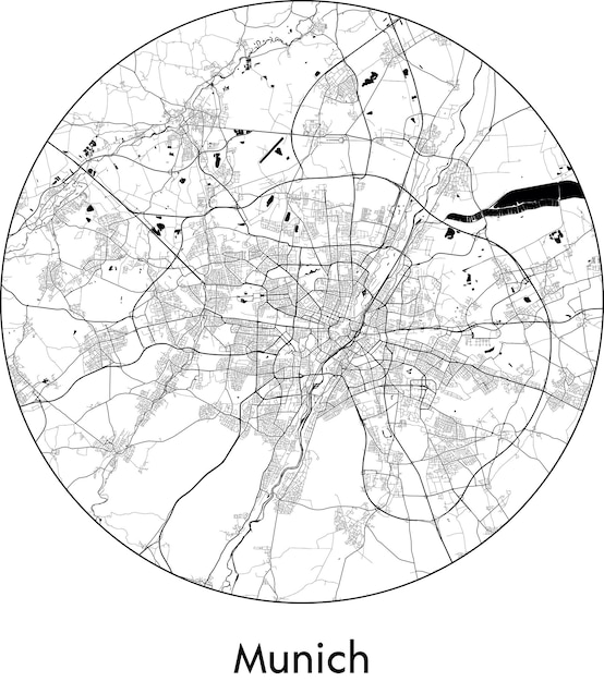 Mapa de la ciudad Europa Alemania Munich ilustración vectorial