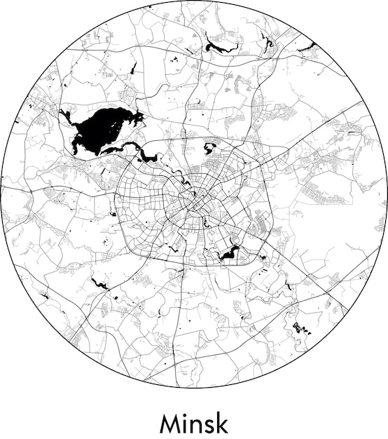 Mapa de la ciudad europa bielorrusia minsk ilustración vectorial