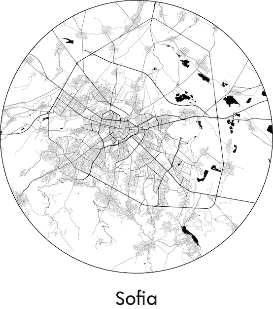 Mapa de la ciudad Europa Bulgaria Sofía vector ilustración