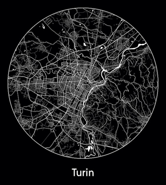 Mapa de la ciudad Europa Italia Turín ilustración vectorial