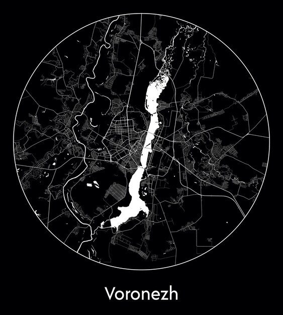 Mapa de la ciudad Europa Rusia Voronezh ilustración vectorial
