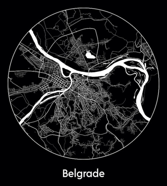 Mapa de la ciudad Europa Serbia Belgrado ilustración vectorial