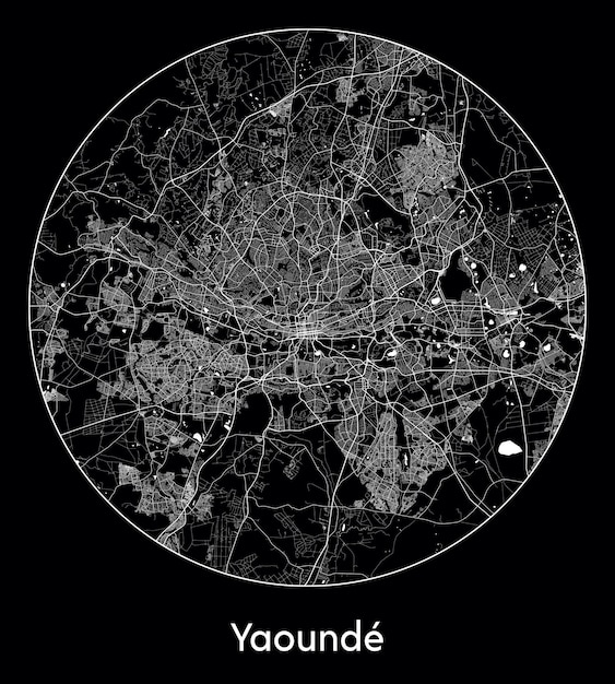 Mapa de la ciudad África Camerún Yaundé ilustración vectorial