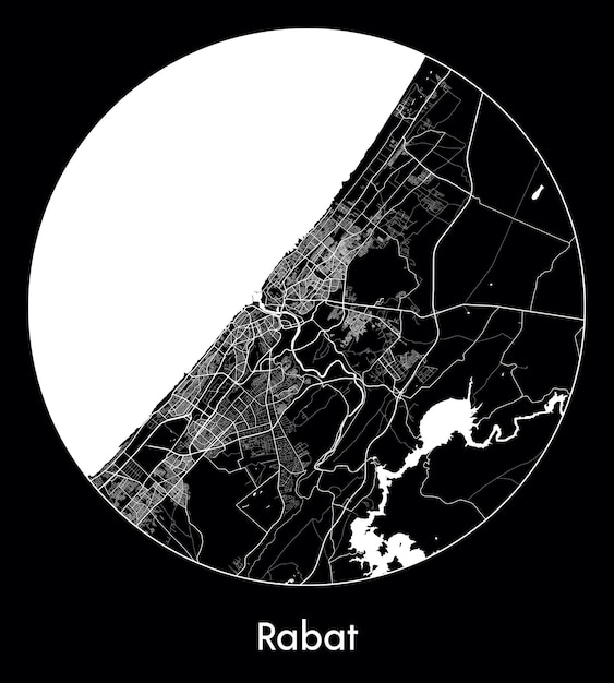 Mapa de la ciudad África Marruecos Rabat ilustración vectorial