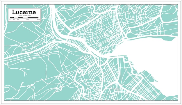 Mapa de la ciudad de Lucerna, Suiza en estilo retro