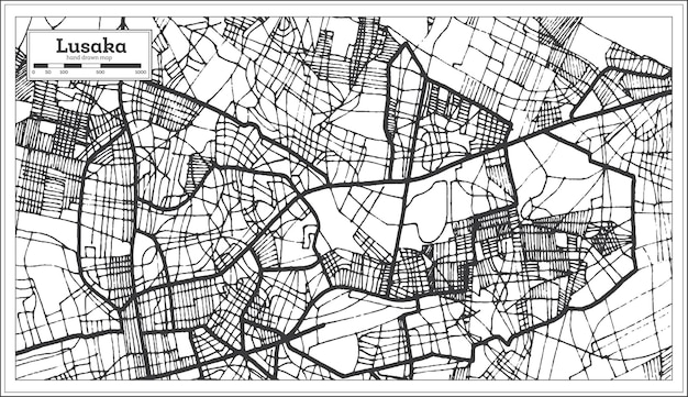 Mapa de la ciudad de lusaka zambia en estilo retro